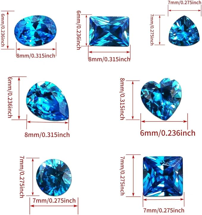 AierCrystal Aquamarine Color Cubic Zirconia Loose Beads Unset - Image 2