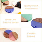 FASHEWELRY 18Pcs Flat Round Wood Resin Earrings Charms 28.5mm Mixed Color Round - Image 2