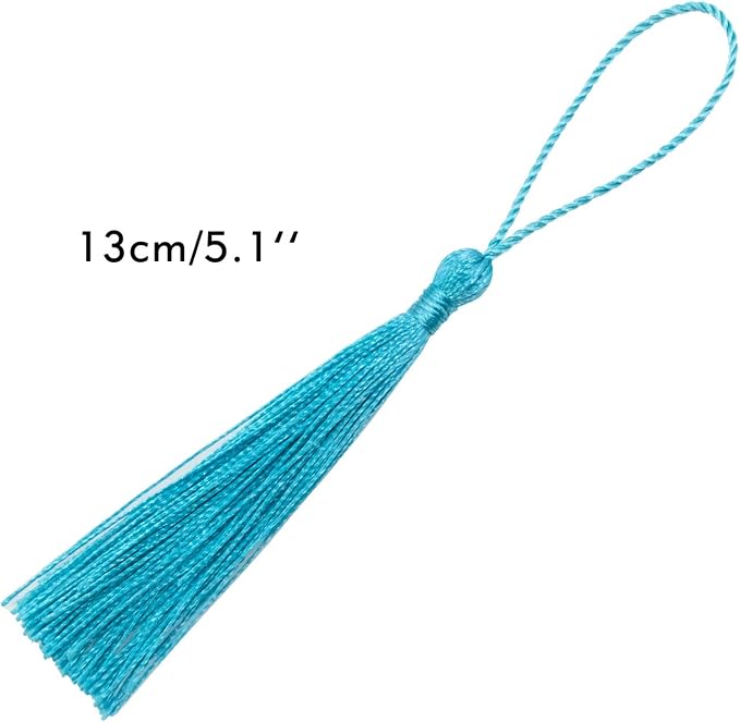 VAPKER 100 Pieces Light Blue Color 13cm/5-Inch Silky Handmade Soft Tassels - Image 2