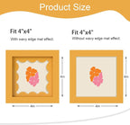 4x4 Picture Frame with Real Glass, Wooden cute 4 x 4 Photo Frame with Wavy Mat - Image 2