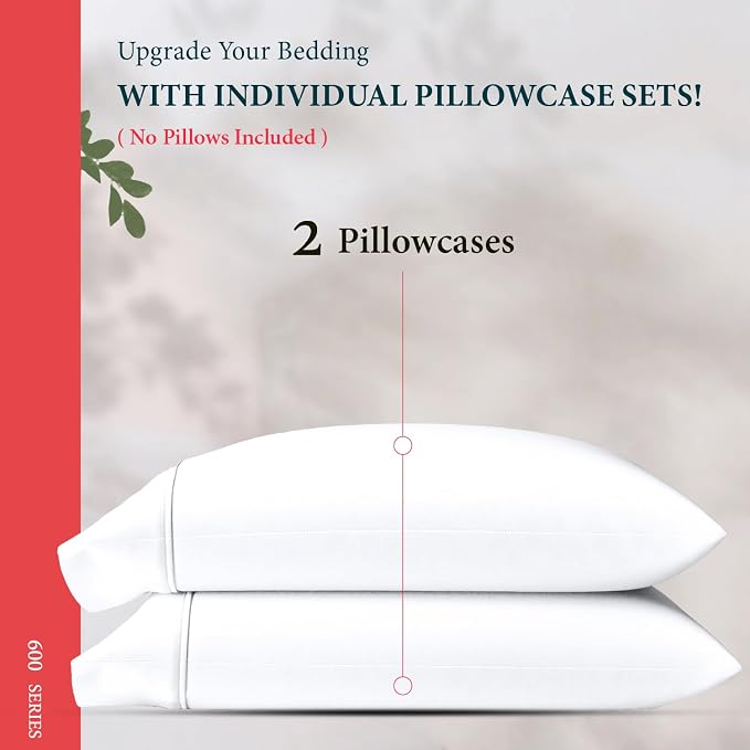 100% Egyptian Cotton King Pillow Case Set of 2 - Image 3