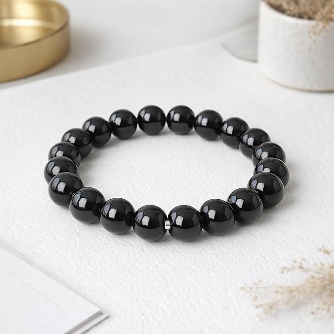 35pcs Round Loose Polish Black Agate Beads - Image 4