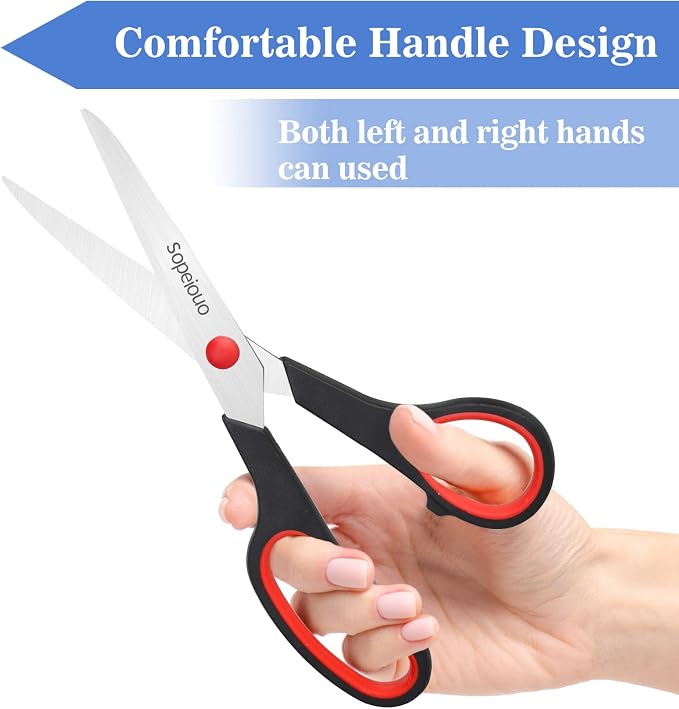 6 Pcs 8” Scissors, Sharp Stainless Steel Comfort Grip - Image 3