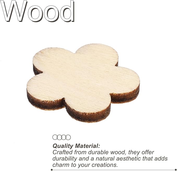 PATIKIL 20mm Wooden Flowers, 50 Pack Unfinished Wood Flowers Blank Wooden - Image 4