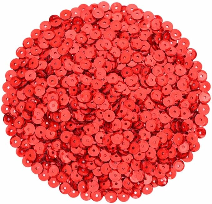 Mandala Crafts 6mm Cup Round Holographic Red Sequins - Image 2