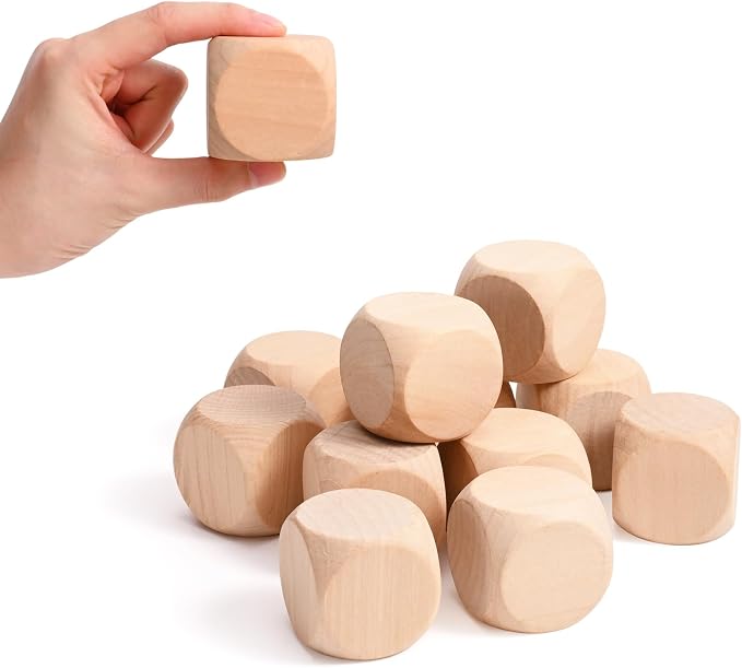Blank Wood Dice 1-1/2 inch 40PCS Unfinished Square Blocks 40mm Small Wooden by Ourtroness
