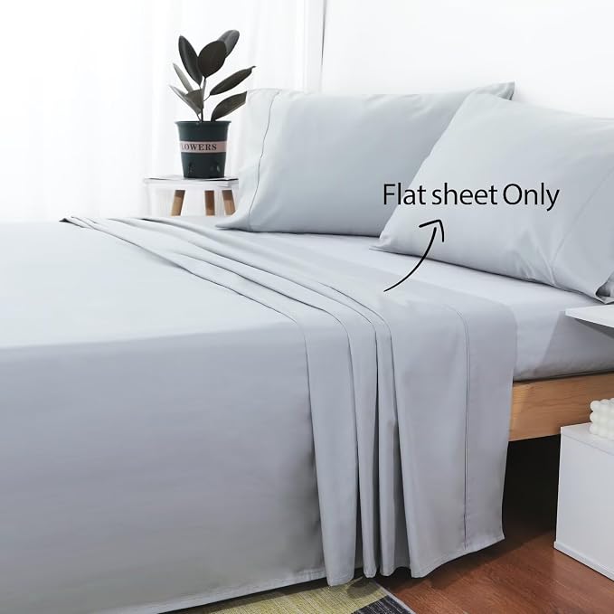 2-Pack Cotton King Flat Sheet Only, 600 Thread Count 100% Egyptian Cotton Top - Image 2