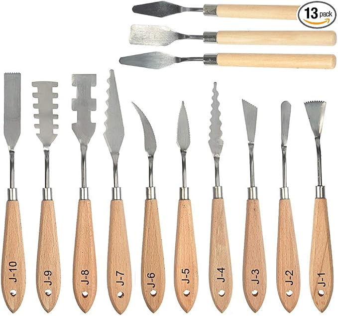 FOCCTS 13 Pcs Palette Knife Set, Stainless Steel Spatula Knives, Wooden Handle by FOCCTS