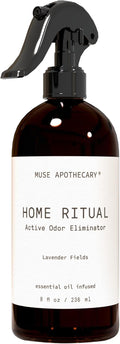 Muse Apothecary Home Ritual Active Odor Eliminator Spray - Furniture Deodorizer Spray & Bathroom Odor Eliminator for Home - Essential Oil Air Freshener - 8oz, Lavender Fields
