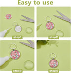 DICOSMETIC 10 Sets Cabochon Keychain Blanks Keychain Pendant Tray 35mm Platinum - Image 4