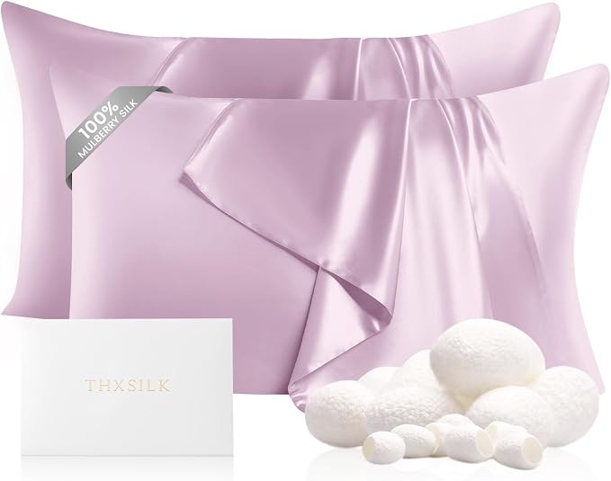 THXSILK Set of 2 100% Mulberry Silk Pillowcase by THXSILK