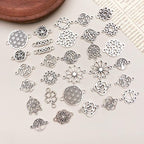 WOCRAFT 120pcs Antique Silver Flower Connector Charms - Image 3