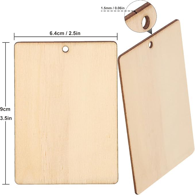 200 PCS Unfinished Wood Pieces – 2.5 x 3.5 inches Rustic Rectangular Wooden - Image 2