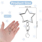 50 Pcs Silver Star Shaped Spring Snap Keychain - Image 2