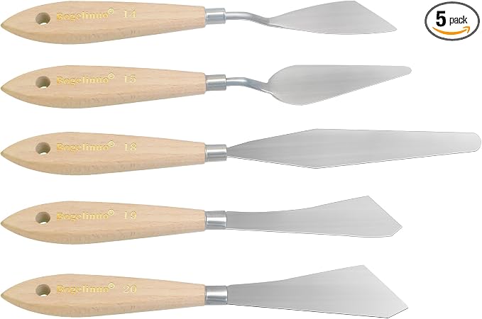 5Pcs Palette Knives Set with Wooden Handle by AEBDERP