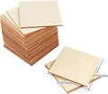 Unfinished Wood Pieces 50 Pcs 4"x4" Inch Wooden Cutout Tiles Blank Wood Slices by Thiecoc