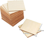 Unfinished Wood Pieces 50 Pcs 4"x4" Inch Wooden Cutout Tiles Blank Wood Slices by Thiecoc