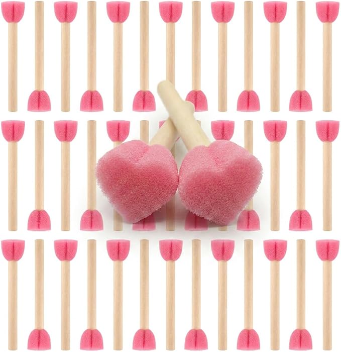 Heart-Shaped Sponge Paint Brush Set by Unknown