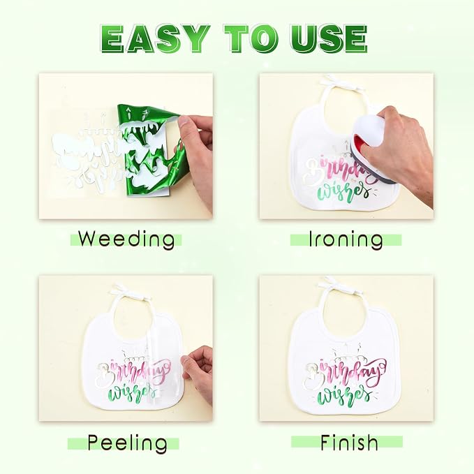 Tintnut Emerald Holographic Heat Transfer Vinyl Roll, easy cut & weed, stretch - Image 4