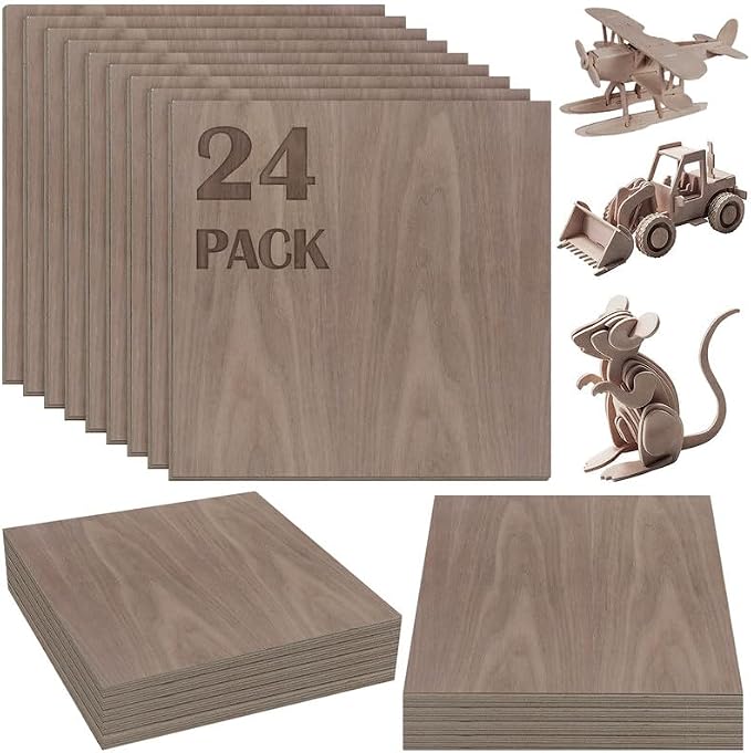 24 Pcs Walnut Unfinished Wood Craft, School DIY Projects, CNC Cutting, and Wood by Vemkyrio
