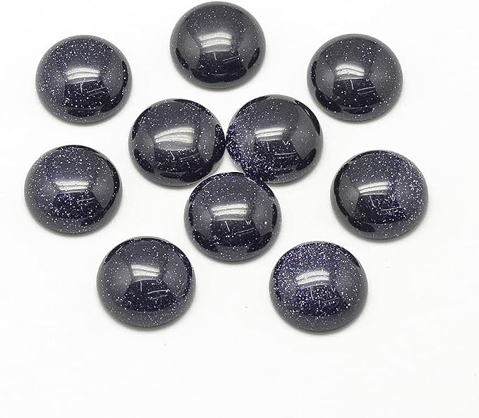 FASHEWELRY 50Pcs Natural Blue Goldstone Cabochons Flat Back Gemstone Cabochons by FASHEWELRY