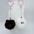 Beadable Heart Pom Pom Keychain Blank Bar - Image 2
