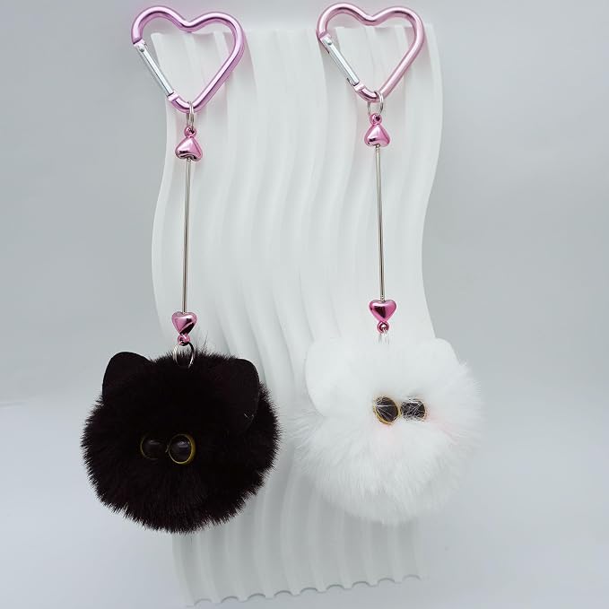 Beadable Heart Pom Pom Keychain Blank Bar - Image 2