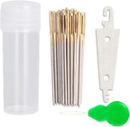 100pcs Cross Stitch Needles +2 Needle Threader Golden Color Large Eyes Cross by JIGEGE