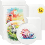AROIC 50 Sheets Watercolor Paper Bulk, 6 Sizes 9" x 12", Painting & Craft Paper by AROIC