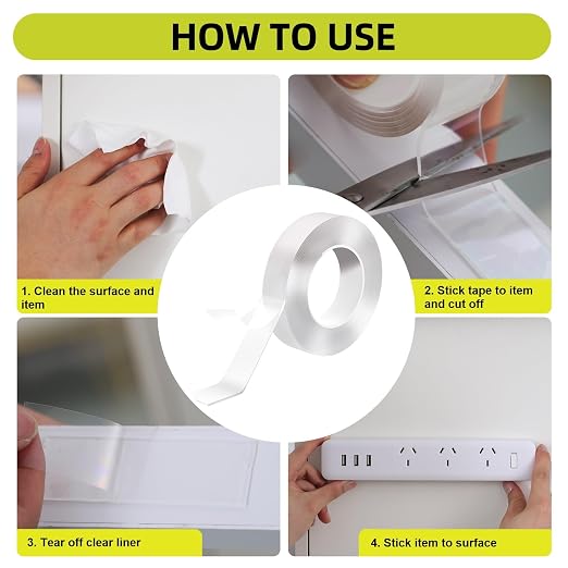 Aylaa Double Sided Tape Heavy Duty, 1.18"x120" Nano Double Sided Adhesive Tape - Image 4