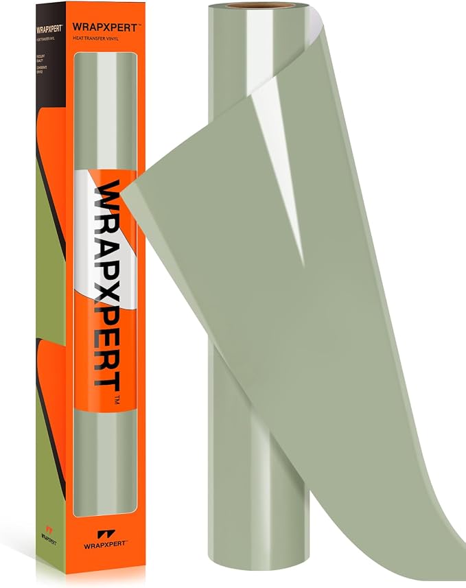 WRAPXPERT Green Heat Transfer Vinyl Sage Gree HTV 12" x5ft Khaki Green Iron on by WRAPXPERT