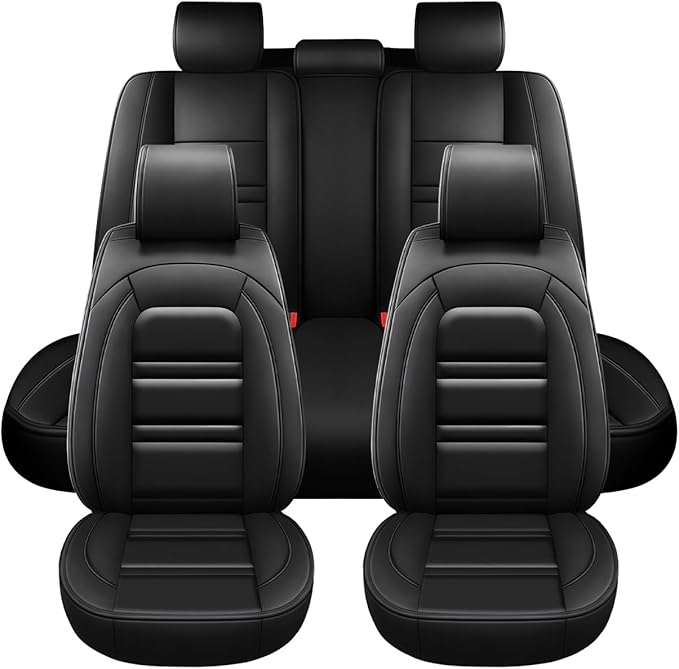 Seat Covers for Audi q7 2017-2025 | 5-Seats Leather Seat Covers, Easy to Install Automotive Seat Covers Full Set (Full Set, Black)