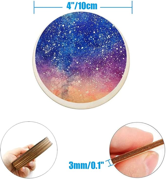 25 Pcs 4 Inch Wood Circles, Unfinished Wood Circles Round Disc Cutouts - Image 2