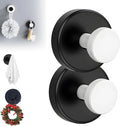 Suction Cup Hooks for Wreaths, 2025 New No Drill Suction Cup Hooks on Glass, Wreath Hanger for Front Door, Rustproof Hook Holder Towel Hook for Window Bathroom Mirrors Tile (2, Black A)