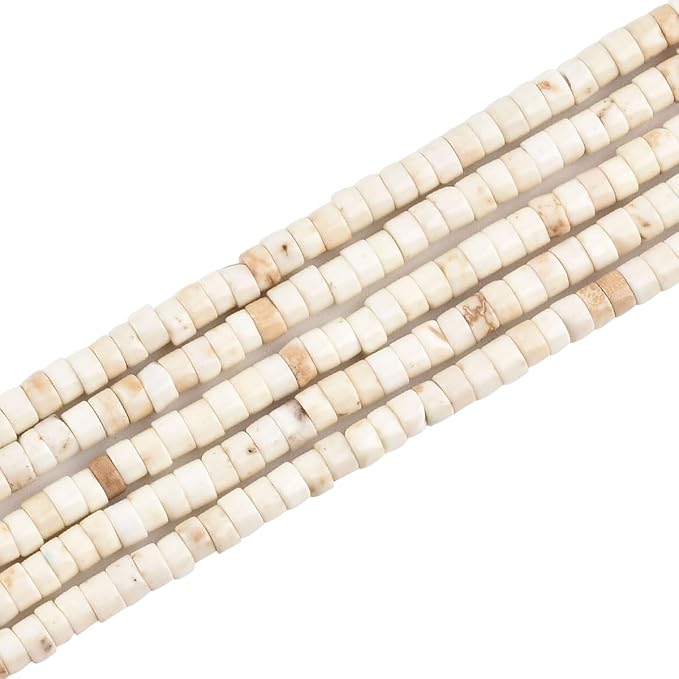 200pcs 3x2mm Natural White Turquoise Heishi Disc Rondelle Spacer Stone Semi by LIFAVOVY