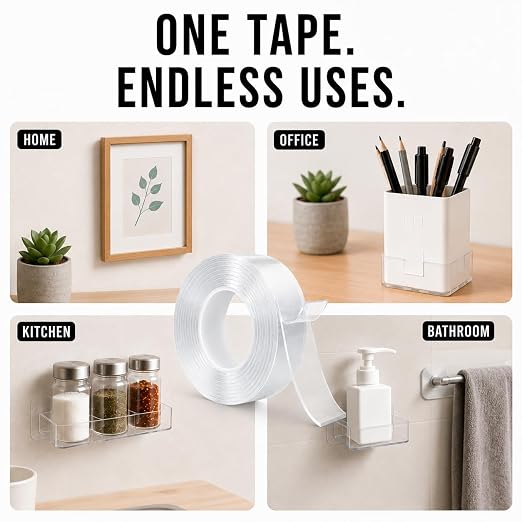 Nano Tape Double Sided Heavy Duty 3/4''×10Ft Removable Washable No Residue | - Image 7