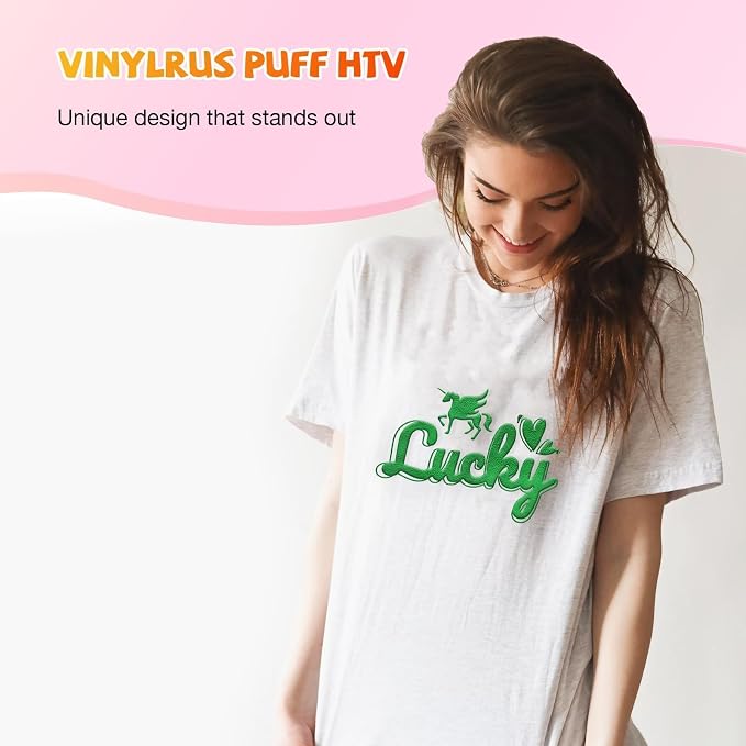 VinylRus Green Puff Vinyl Heat Transfer -12” x 6ft Puffy 3D Iron on Vinyl - Image 8