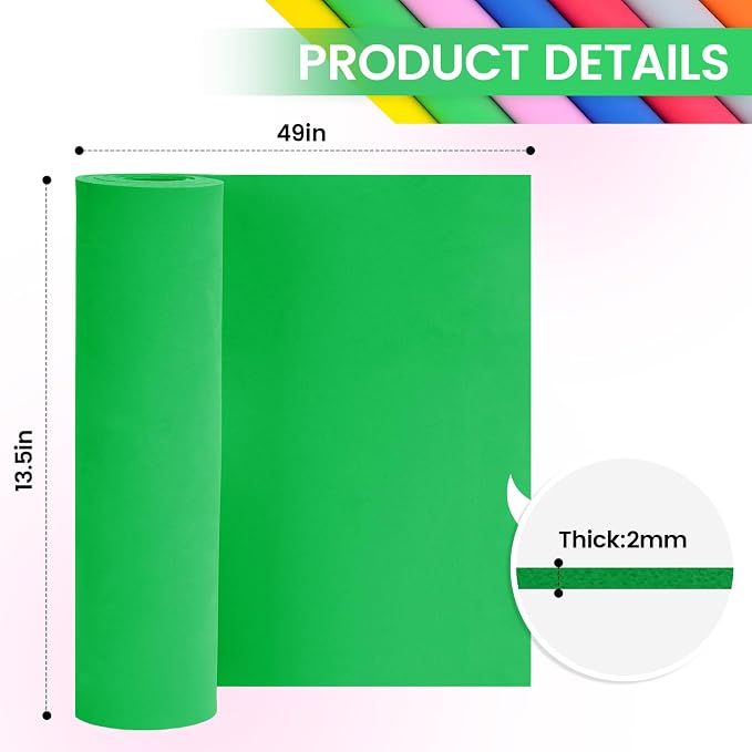 Do²ping Green Eva Foam Sheets roll, 2mm eva Craft Foam 49''x13.5'' High Density - Image 2