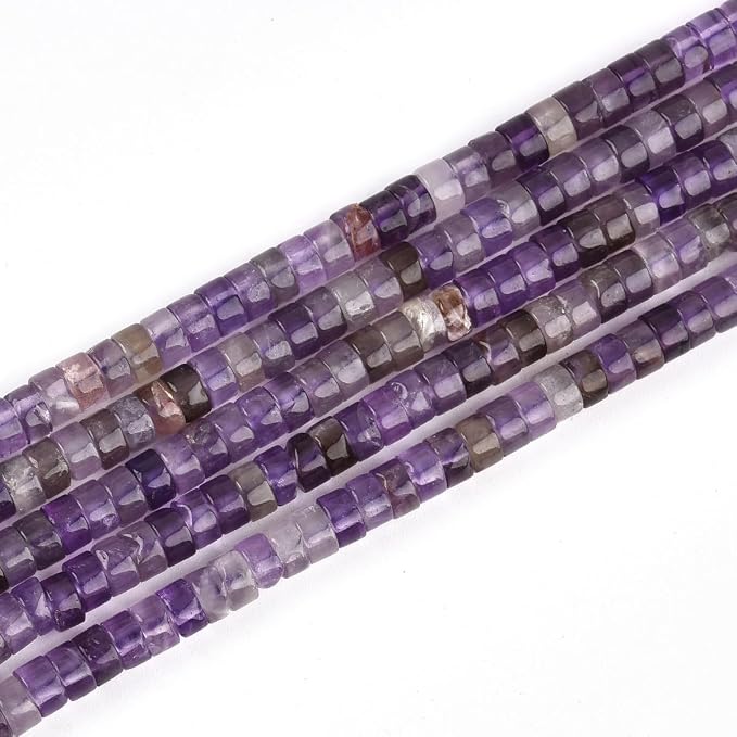 152pcs 4x2mm Natural Amethyst Heishi Disc Rondelle Spacer Stone Semi Precious by LIFAVOVY