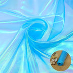 Sky Blue Iridescent Organza Fabric - Image 8