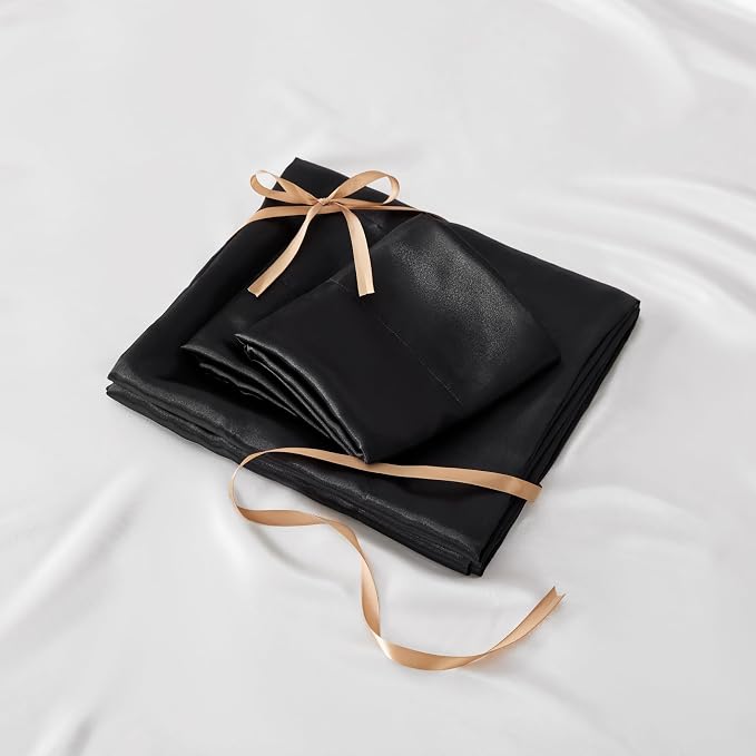 BEDELITE King Size Sheets Set, Luxury Soft Black Satin Sheets - Image 7