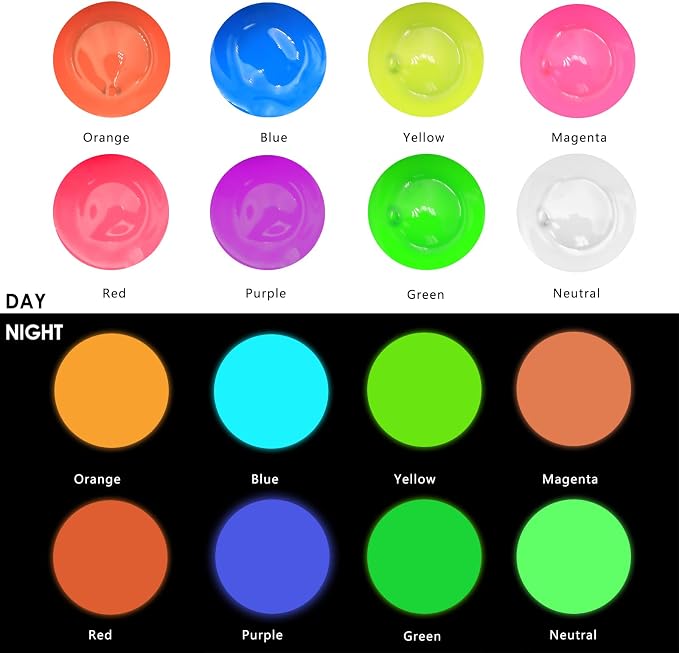 Artecho Glow in the Dark Acrylic Paint Set, 8 Colors x 20ml | Non-Toxic - Image 3