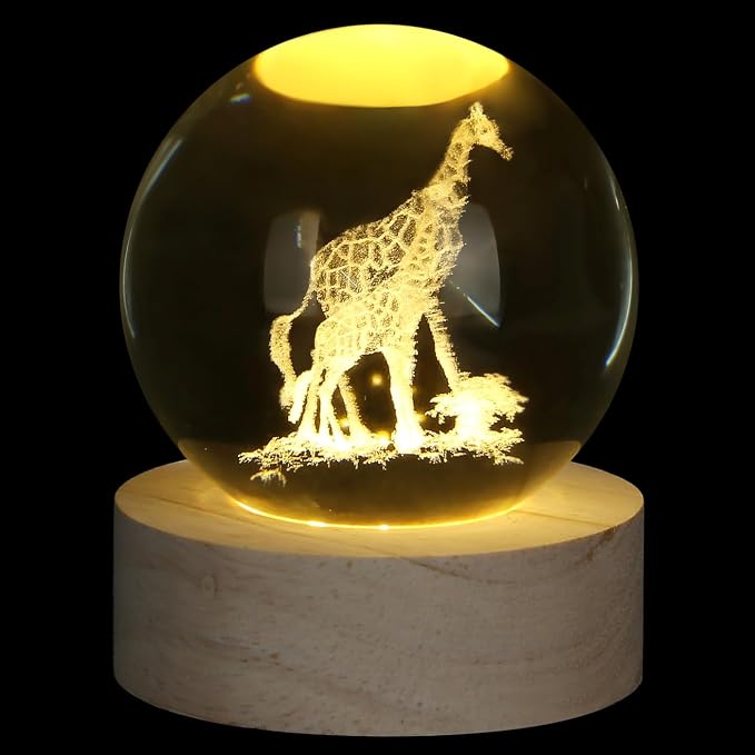 MAIBAOTA 3D Giraffe Decor Crystal Ball 2.4 Inches Glass Ball Giraffe Gifts by MAIBAOTA