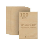 6 mm Baltic Birch Plywood 1/4 x 12 x 16 Inch, Box of 100 B/BB Grade Craft Wood by Woodpeckers