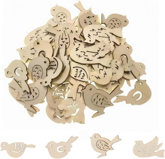 50Pcs Holiday Crafting Supplies and DIY Handmade Ornaments, Natural Unfinished by Unknown