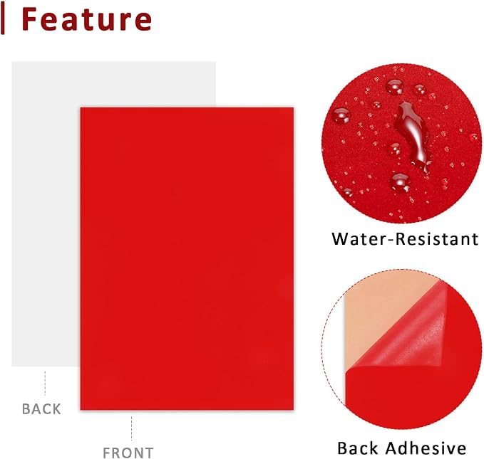 Caydo 12 Pieces Red Self Adhesive Felt Sheets, Adhesive Felt Sheet A4 Size | - Image 3