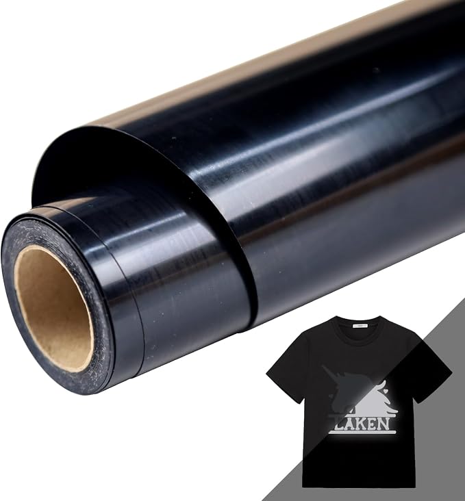 TUMIYA Heat Transfer Vinyl Reflective Black HTV Roll, Reflective HTV Vinyl by TUMIYA