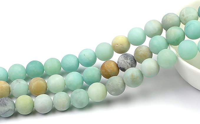 MJDCB Natural Matte Amazonite Round Loose Beads - Image 3