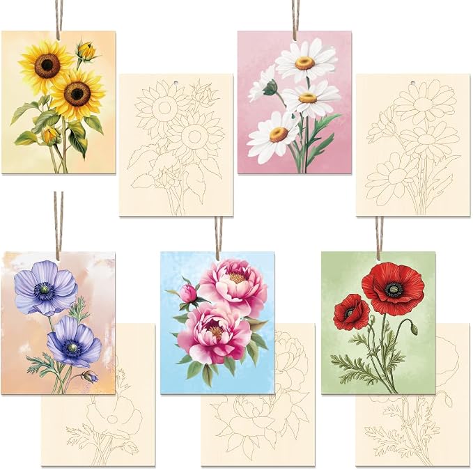 15 Pcs Unfinished Wood Crafts to Paint by GLASSWINDS