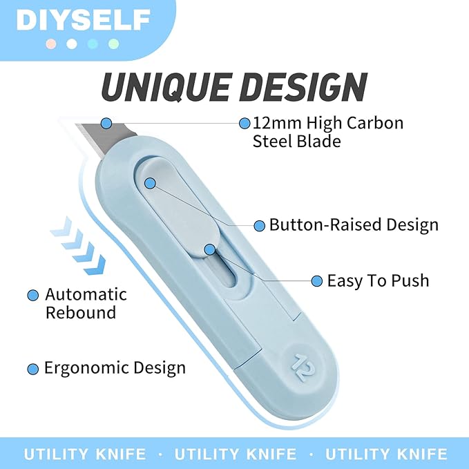 DIYSELF 16 Pack Box Cutter Utility Knife, Box Cutter Retractable, Letter Opener - Image 2